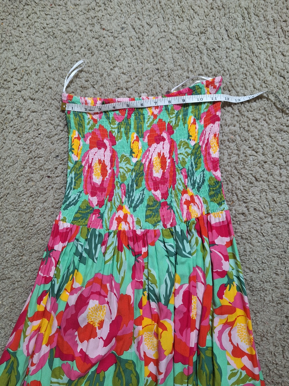 Abel The Label Strapless Floral Tiered Maxi Dress in Green and Pink Size M - Picture 4 of 5